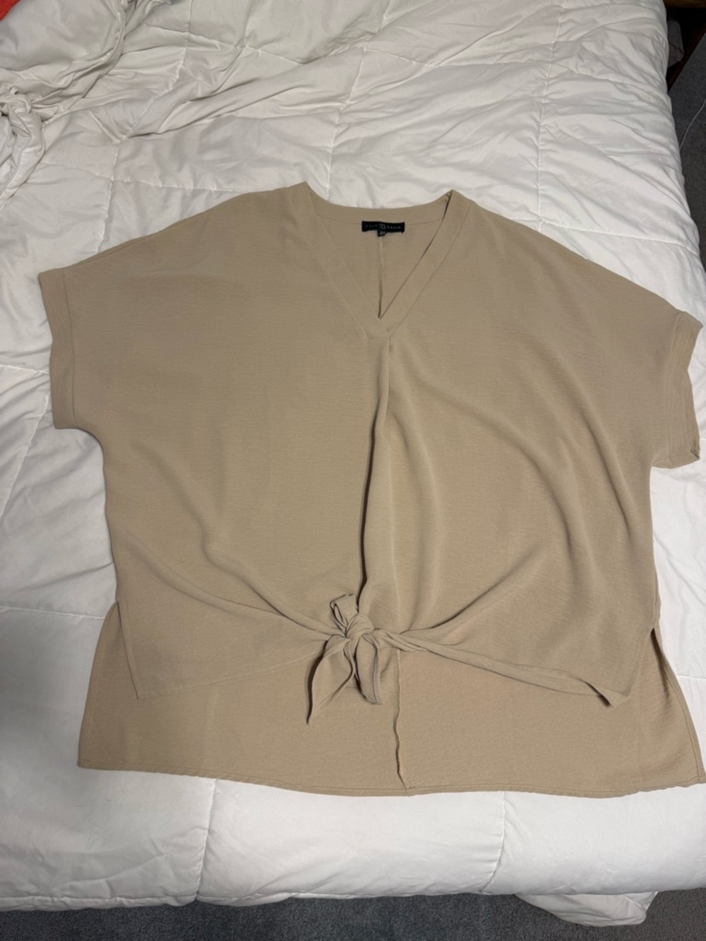 Fred David Taupe V-Neck Tie-Front Tunic